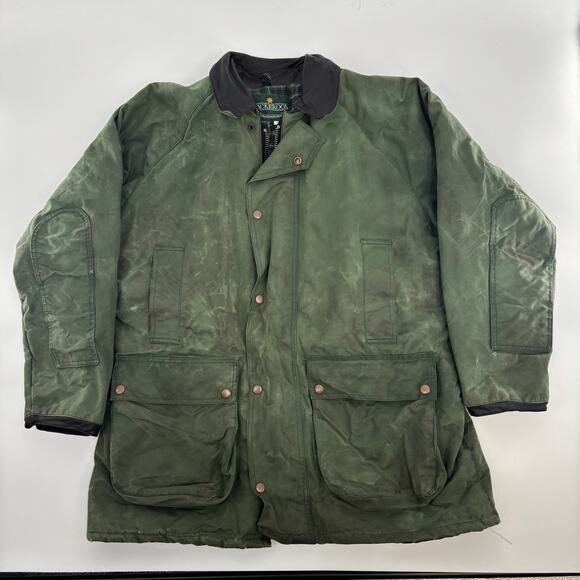 Vintage 90s Tin Cloth Jacket Coat Waxed Cotton Jackeroo XXL Like Barbour Hunting - Picture 1 of 8
